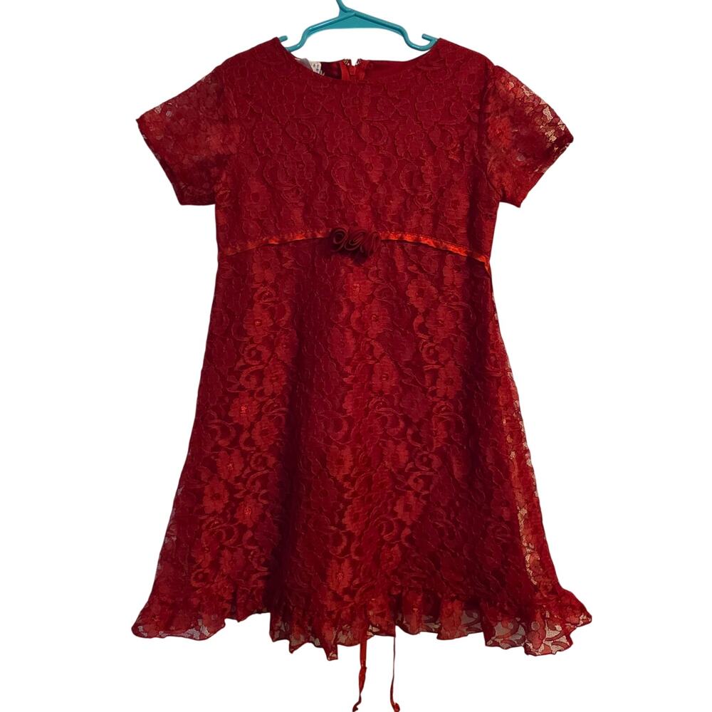 Girls Red Lace Dress (Party Time) Size 6 Special Occasion Holiday